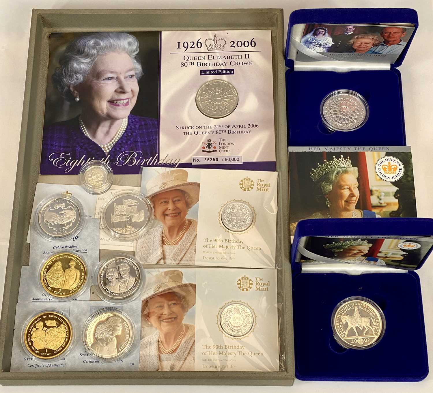 TWELVE ROYAL MINT & WESTMINSTER COLLECTIONS SILVER PROOF CROWNS & COINS ETC all Queen Elizabeth II