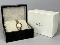 BULOVA ACCUTRON DIAMOND DOT LADIES BI-COLOUR BRACELET WRISTWATCH, original box and outer, with