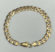 CONTINENTAL 9CT GOLD FLAT CURBLINK BRACELET with lobster clasp, import duty marks, 21cms L (open),