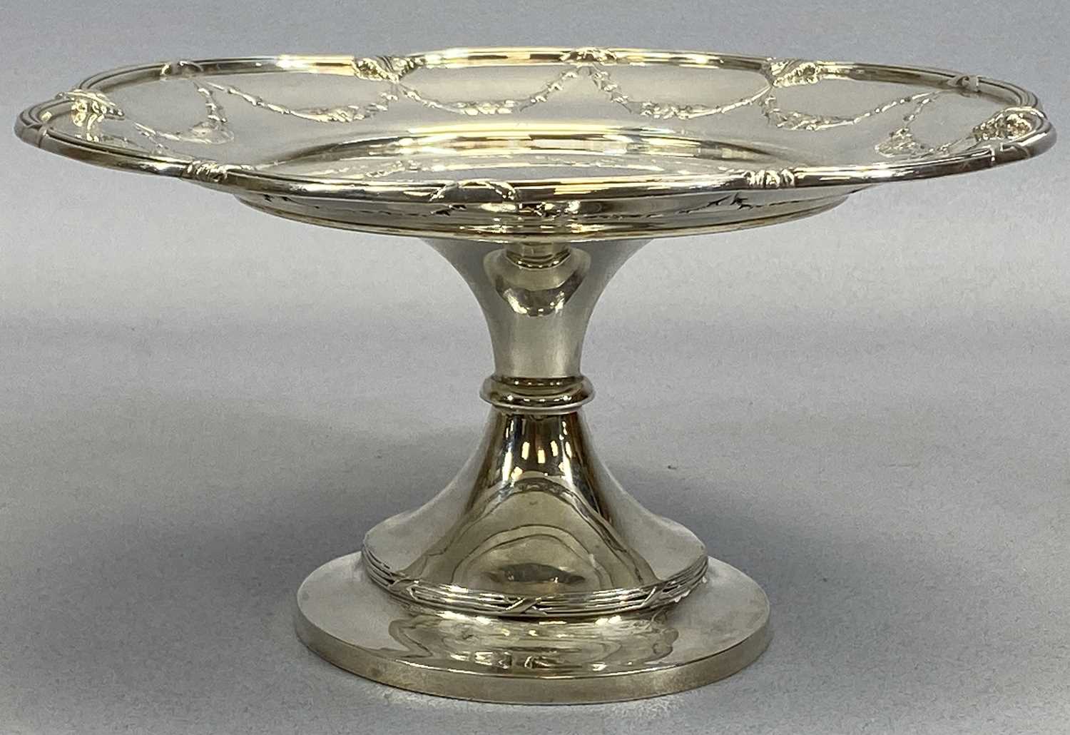 SILVER TAZZA the lobed outer rim with bound reeded details and an inner band of embossed floral - Image 2 of 4