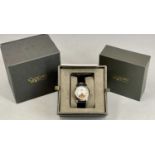 CLOGAU 'TREE OF LIFE' LADIES AUTOMATIC WRISTWATCH ON BLACK LEATHER STRAP silvered dial set with