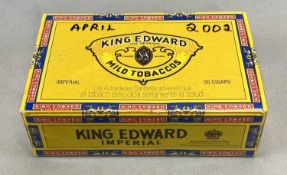 CIGARS KING EDWARD VII IMPERIAL 50 CIGARS, sealed box, April 2002 handwritten on cellophane