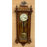 WALNUT CASED VIENNA WALL CLOCK, late 19th Century, cream dial with subsidiary seconds dial and black