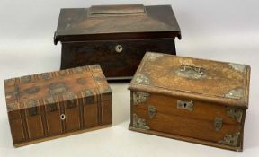REGENCY ROSEWOOD DOUBLE TEA CADDY of sarcophagus form, interior fitted with cut glass mixing bowl,