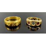 18CT GOLD & OTHER RINGS x 2, to include a star cut gypsy ring, having two red colour stones,