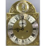 LONGCASE CLOCK, BRASS DIAL & MOVEMENT, mid 18th Century, signed 'T Downs Louth', arched dial with
