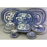 BLUE & WHITE TRANSFERWARE WILLOW PATTERN & LATER, various makers including Wedgwood, and four oval