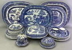 BLUE & WHITE TRANSFERWARE WILLOW PATTERN & LATER, various makers including Wedgwood, and four oval