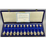 JOHN PINCHES CASED SET OF TWELVE ZODIAC SPOONS, SCULPTED BY DAVID CORNELL, LONDON 1957, 12.25cms