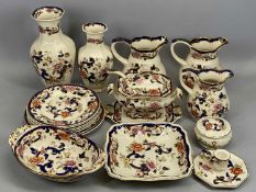 MASON'S MANDALAY PATTERN CERAMICS GROUP, including three jugs, 18cms H (the tallest), two-handled