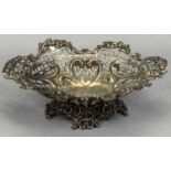 VICTORIAN PIERCED SILVER SWEET MEAT BASKET London 1892, William Comyns & Sons, the basket with