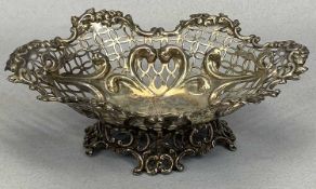 VICTORIAN PIERCED SILVER SWEET MEAT BASKET London 1892, William Comyns & Sons, the basket with