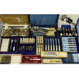 CASED, BOXED & LOOSE QUANTITIES OF TABLE CUTLERY, A MIXED GROUP, including fish knives and forks,