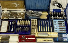 CASED, BOXED & LOOSE QUANTITIES OF TABLE CUTLERY, A MIXED GROUP, including fish knives and forks,