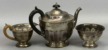THREE-PIECE SHEFFIELD SILVER TEA SERVICE, date stamped for 1960, '61 and '62, maker Emile Viner,