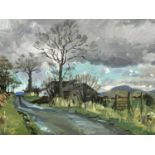 ROBERT A FRASER oil - title verso 'February Morning, Clawddnewydd', signed lower left, 24.5 x 34.