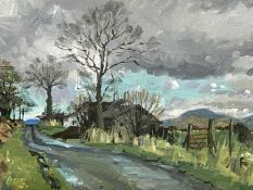 ROBERT A FRASER oil - title verso 'February Morning, Clawddnewydd', signed lower left, 24.5 x 34.
