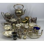 VICTORIAN & LATER SILVER PLATED WARE ETC - lot includes a four-piece Britannia metal tea service,