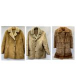 VINTAGE FUR COAT FROM THE HUDSON BAY FUR HOUSE LTD, and two retro sheepskin coats, one gents and one