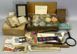 CHINESE ARTISTS BOX & CONTENTS, handwritten label inside 'Chinese paint box brought from China by