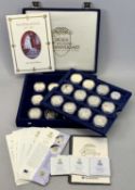 ROYAL MINT GOLDEN WEDDING ANNIVERSARY SILVER PROOF COIN COLLECTION x 23, in a sectional display case