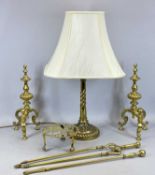 VICTORIAN BRASS OIL LAMP BASE with twist stem, gadrooned and embossed circular base, 42.5cms H excl.