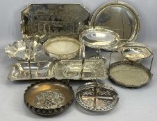 EPNS SERVING & OTHER TRAYS, swing handled bread baskets, comports and fruit bowls, a good mixed