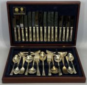 BOXED ARTHUR PRICE SILVER PLATED CANTEEN OF CUTLERY, eight place settings and serving spoons, cake