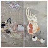 KOSON (1877-1945) original woodcut - published circa 1900, cockerel and chicks, 34 x 17.5cms and