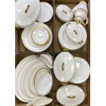 ROYAL DOULTON TABLEWARE, white with gilded border, two patterns, approx. 65 pieces in total