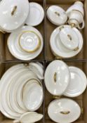 ROYAL DOULTON TABLEWARE, white with gilded border, two patterns, approx. 65 pieces in total