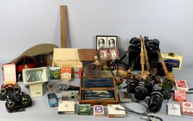 MIXED COLLECTABLES, including Canon AE1 SLR camera, mahogany cased set of drawing instruments,