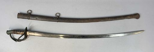 AN AMERICAN M-1840 CAVALRY SWORD, 'wristbreaker', 91cms curved fullered blade, three-bar hilt with