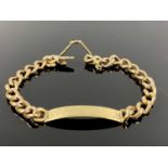 9CT GOLD HOLLOW BELCHER LINK IDENTITY BRACELET, having no inscription, with push clip fastener and