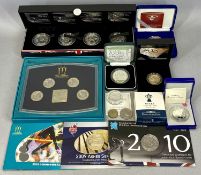 NINE SPORTING RELATED SILVER PROOF COINS & OTHERS includes 2012 Countdown to London cased set of
