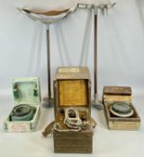 WAVEMETER CLASS D NO. 1 MARK 2 MILITARY RADIO IN METAL CASE, 2 x wooden cased military compass and 2