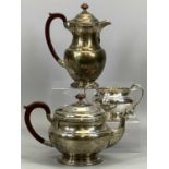 THREE-PIECE SILVER TEA SERVICE, Birmingham 1935, Jubilee marks Adie Brothers Ltd, comprising teapot,