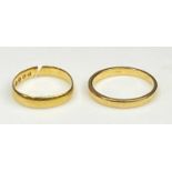 22CT GOLD CUT WEDDING BAND & ONE OTHER the 22ct example stamped Birmingham 1889, 3.3g, approx.