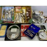 BOXED & UNBOXED CUTLERY, A QUANTITY, including cased pair of plated nutcrackers, Picquot ware