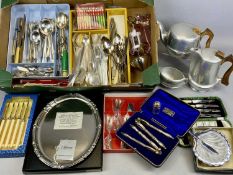 BOXED & UNBOXED CUTLERY, A QUANTITY, including cased pair of plated nutcrackers, Picquot ware