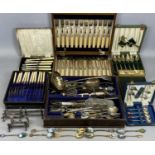 CASED & LOOSE QUANTITY OF TABLE CUTLERY, to include an oak cased set of twelve Xylonite handled fish