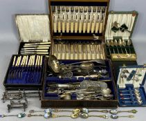 CASED & LOOSE QUANTITY OF TABLE CUTLERY, to include an oak cased set of twelve Xylonite handled fish