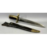 US DAHLGREN BOWIE KNIFE BAYONET, the blade stamped 1861 and Ames MFG Co, Chickapee, Mass, with