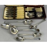 HALLMARKED SILVER & EPNS CUTLERY to include a pair of George III serving spoons, Edinburgh 1789,