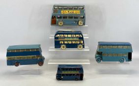BETAL LARGE SCALE TINPLATE CLOCKWORK DOUBLE DECKER BUS, finished in light blue, 27cms long,