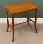 LAURA ASHLEY SATINWOOD STYLE TABLE with leaf and floral edge detail to the top, on splayed supports,