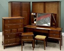 STAG SIX-PIECE BEDROOM SUITE, comprising double door wardrobe, 178cms H, 128cms W, 60cms D,