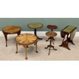 MIXED OCCASIONAL TABLES GROUP x 6, including a mixed woods circular top coffee table with specimen-