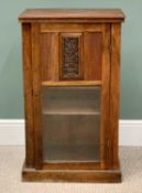 ROSEWOOD MUSIC SHEET CABINET, circa 1900, single opening door with carved upper central panel and