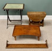 FOUR ITEMS OF VINTAGE OCCASIONAL FURNITURE GROUP to include an oak antique style small gateleg